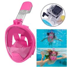 Maschera da snorkeling con design integrale per bambini, attrezzatura subacquea per GoPro, Insta360, DJI e altre action camera (rosa)