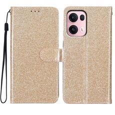 Per OPPO Reno13 Pro Custodia per telefono in pelle con glitter globale (oro)