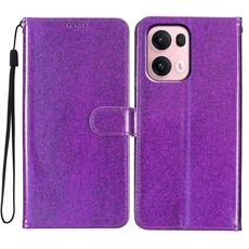 Per OPPO Reno13 Pro Custodia per telefono in pelle con glitter globale (viola)