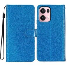 Per OPPO Reno13 Pro Custodia per telefono in pelle con glitter globale (blu)