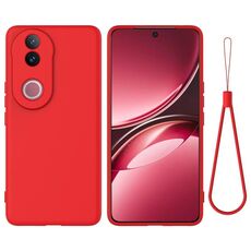 Per vivo V50 5G Custodia per telefono antiurto in silicone liquido a tinta unita con copertura totale (rosso)