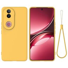 Custodia per telefono a copertura totale anti-goccia in silicone liquido tinta unita per vivo V50 (giallo)