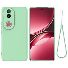 Custodia per telefono a copertura totale anti-goccia in silicone liquido tinta unita per vivo V50 (verde)