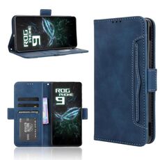 Per ASUS ROG Phone 9 / 9 Pro Custodia in pelle con texture in vitello e slot per schede (blu)