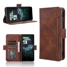 Per ASUS ROG Phone 9 / 9 Pro Custodia in pelle con texture in vitello e slot per schede (marrone)