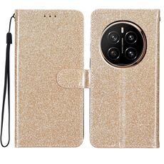 Custodia in pelle flip glitterata per Honor Magic7 (oro)