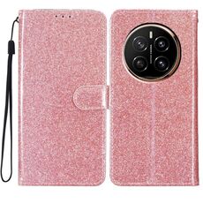 Custodia in pelle flip glitterata per Honor Magic7 (oro rosa)