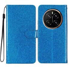 Custodia per telefono in pelle flip glitterata For Honor Magic7 (blu)