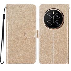 Custodia in pelle flip glitterata per Honor Magic7 Pro (oro)