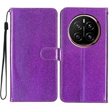 Custodia per telefono in pelle flip glitterata per Honor Magic7 Pro (viola)