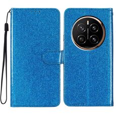 Custodia in pelle flip glitterata per Honor Magic7 Pro (blu)