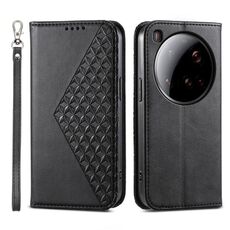 Per Xiaomi 15 Ultra Cubic Grid Calf Texture Custodia magnetica in pelle per telefono (nero)