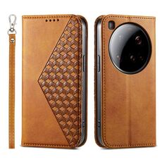 Per Xiaomi 15 Ultra Cubic Grid Calf Texture Custodia magnetica in pelle per telefono (giallo)