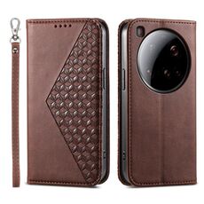 Per Xiaomi 15 Ultra Cubic Grid Calf Texture Custodia magnetica in pelle per telefono (marrone)