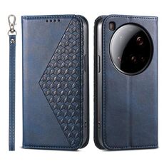 Per Xiaomi 15 Ultra Cubic Grid Calf Texture Custodia magnetica in pelle per telefono (blu)