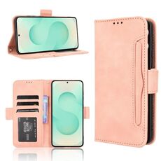 Per Samsung Galaxy S25 Edge 5G Custodia in pelle con texture in vitello e slot per schede (rosa)
