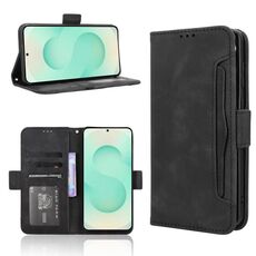 Per Samsung Galaxy S25 Edge 5G Custodia in pelle con texture in vitello e slot per schede (nero)