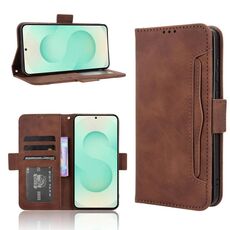 Per Samsung Galaxy S25 Edge 5G Custodia in pelle con texture in vitello e slot per schede (marrone)