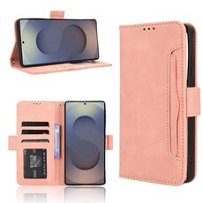 Per Samsung Galaxy S25 Ultra 5G Custodia in pelle con texture in vitello e slot per schede (rosa)
