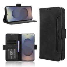 Per Samsung Galaxy S25 Ultra 5G Custodia in pelle con texture in vitello e slot per schede (nero)
