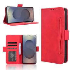 Per Samsung Galaxy S25 Ultra 5G Custodia in pelle con texture in vitello e slot per schede (rosso)