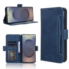 Per Samsung Galaxy S25 Ultra 5G Custodia in pelle con texture in vitello e slot per schede (blu)