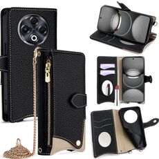Per Tecno Spark 30 4G Crossbody Chain Fishtail Litchi Custodia in pelle per telefono (nero)