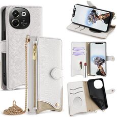 Per Tecno Spark 30 5G / Pova 6 Neo 5G Custodia a tracolla in pelle Litchi a coda di pesce (bianca)