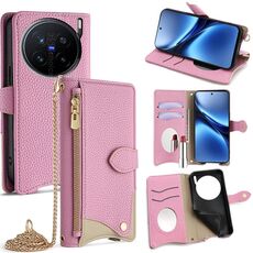 Per vivo X200 Pro Crossbody Chain Fishtail Litchi Custodia in pelle per telefono (rosa)