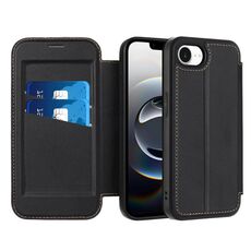 Per iPhone 16e Custodia in pelle con slot per schede RFID della serie Magnetic Armor (nero)