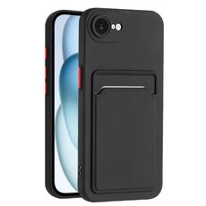 Per iPhone 16e Custodia per telefono in TPU con bottoni a contrasto di colore e pelle (nero)