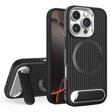 Per iPhone 16 Pro Max Vertical Lines Invisible Flat Holder MagSafe Custodia per telefono (nero)