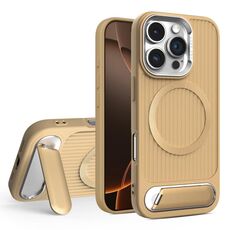 Per iPhone 16 Pro Max Vertical Lines Invisible Flat Holder MagSafe Custodia per telefono (oro)