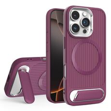 Per iPhone 16 Pro Max Vertical Lines Invisible Flat Holder MagSafe Custodia per telefono (rosso vino)