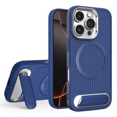Per iPhone 16 Pro Max Vertical Lines Invisible Flat Holder MagSafe Custodia per telefono (blu)