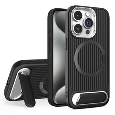 Per iPhone 15 Pro Vertical Lines Invisible Flat Holder MagSafe Custodia per telefono (Nero)