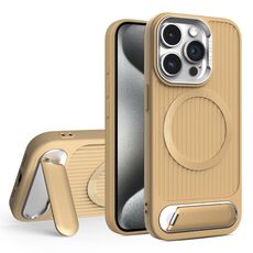 Per iPhone 15 Pro Vertical Lines Invisible Flat Holder MagSafe Custodia per telefono (oro)
