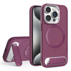 Per iPhone 15 Pro Vertical Lines Straight Holder MagSafe Custodia per telefono (rosso vino)