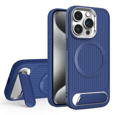 Per iPhone 15 Pro Vertical Lines Invisible Flat Holder MagSafe Custodia per telefono (blu)