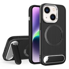 Per iPhone 14 Vertical Lines Invisible Flat Holder MagSafe Custodia per telefono (Nero)