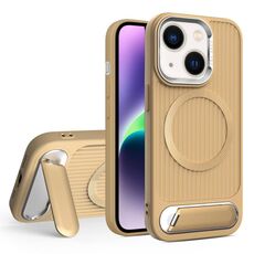 Per iPhone 14 Vertical Lines Invisible Flat Holder MagSafe Custodia per telefono (oro)