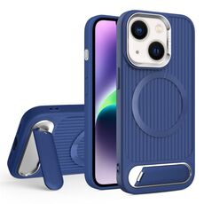 Per iPhone 14 Vertical Lines Invisible Flat Holder MagSafe Custodia per telefono (blu)