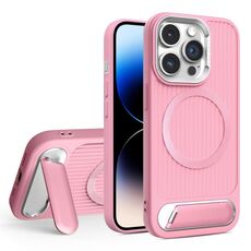 Per iPhone 14 Pro Vertical Lines Invisible Flat Holder MagSafe Custodia per telefono (rosa)