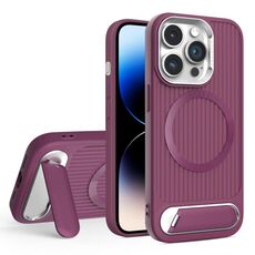 Per iPhone 14 Pro Max Vertical Lines Invisible Flat Holder MagSafe Custodia per telefono (rosso vino)