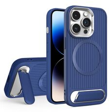 Per iPhone 14 Pro Max Vertical Lines Invisible Flat Holder MagSafe Custodia per telefono (blu)