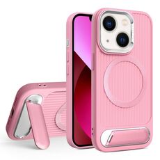 Per iPhone 13 Vertical Lines Invisible Flat Holder MagSafe Custodia per telefono (Rosa)