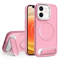 Per iPhone 12 Vertical Lines Invisible Flat Holder MagSafe Custodia per telefono (Rosa)