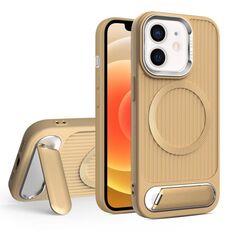 Per iPhone 12 Vertical Lines Invisible Flat Holder MagSafe Custodia per telefono (oro)