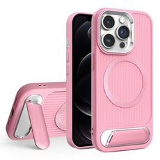 Per iPhone 12 Pro Vertical Lines Invisible Flat Holder MagSafe Custodia per telefono (rosa)