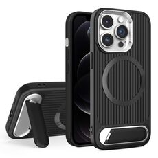 Per iPhone 12 Pro Vertical Lines Invisible Flat Holder MagSafe Custodia per telefono (Nero)